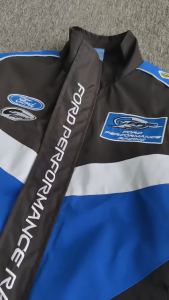 PANDA Ford F1 Cycling Jacket For Men Cotton blue F1 Formula 1 Jackets Retro V-neck Winter Outfit Coat With Zipper Suitable Outdoor