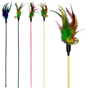 Cat Toy Feather Teaser Stick Bell Cat Playing Wand Interactive Cat Toys Self Entertaining Cat Teaser Wand Pet Supplies