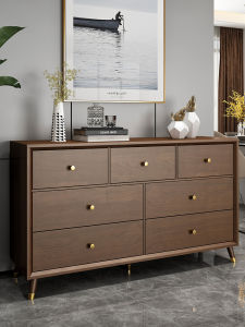 Modern Minimalist Solid Wood Frame Storage Cabinet Multi-Function Living Room Bedroom Drawer Five Drawer Cabinet Organizer