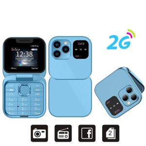 SERVO | SERVO I16 Pro 2G GSM/4G LTE Network Small Flip Mobile Phone 2 SIM Standby Call Recording Speed Dial 1.77 Mini Folding Cellphone