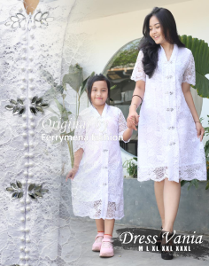 Terbaru 2024 Dress Paskah Couple Vania Busui Ibu Anak Perempuan 1 - 8 Tahun Bahan Brokat Kondangan