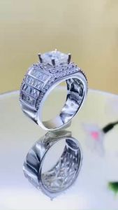 Nhẫn Moissanite Mỹ D/FL kiểm định GRA vuông 7x7m màu trắng Nhẫn bạc nam xi bạch kim Nhẫn nam bạc mạ vàng trắng kim cương nhân tạo vuông - KIM LỘC PHÁT NNBGV7x7