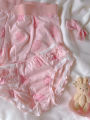 Underwear Set Female Male Pink Cartoon Print mid Waist Polyester Fiber Youth Couples Briefs Flat Angle Pants. 