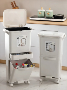 Jeko&Jeko | Home Kitchen Layered Waste Sorting Dustbin With Lid