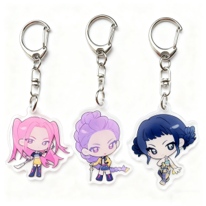 3pcs K Pop Demon Hunters Anime Acrylic Keychains Cartoon Car Keyring Backpack Pendant Purse Accessories Birthday Gift Ideas