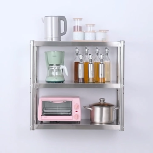 Rak Oven Rak Piring Stainless Steel Rak Microwave Rak Panci Rak Bumbu Dapur Portable Ukuran Yang Bisa Disesuaikan Terpasang di dinding