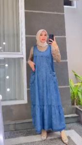 Baju Kodok Olla Overall Dress Jeans Wanita Terbaru 2024