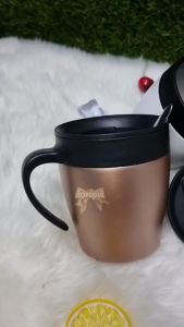 [GOLD] Mug Ingenuity + Sendok Stainless Gelas Termos Cup Kopi H6066