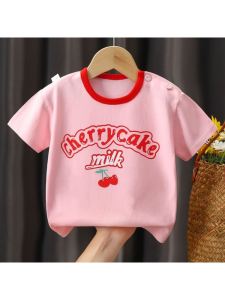 Áo Thun Cotton Tay Ngắn Cho Bé Trai Mùa Hè Áo Thun Cotton Nguyên Chất Cổ Tròn in Họa Tiết Hoạt Hình Phong Cách Hàn Quốc Cho Bé Trai Và Bé Gái
