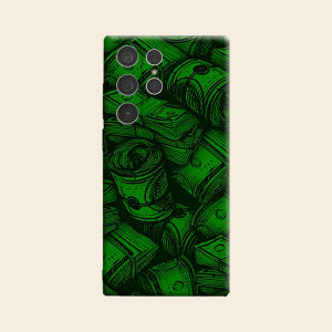 Green Sketch Money Luxury Fashion Full Lens Protective Case for Samsung Galaxy S26 S25 S24 A56 A36 Plus Ultra