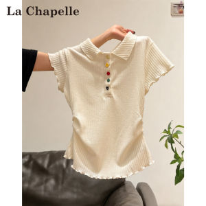 La Chapelle | Flared Ear Colored Buckle Short Sleeve T-Shirt Slim Fit