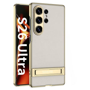 szhaiyu | PU Leather Skin Plating Kickstand Hard Phone Case for Samsung Galaxy S26 S25 Ultra Protective Cover with Stand