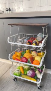 Household Furniture Small Cart Vegetable Storage Rack Kitchen Floor To Floor Multi-layer Storage Rack Kitchen Islands Trolleys