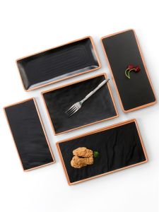 ชามดำสำหรับผู้ใหญ่ ชามทรงสี่เหลี่ยมจัตุรัสสำหรับสังสรรค์อาหารสไตล์ญี่ปุ่นและสัตว์บก ชามสำหรับงานเลี้ยงลูกค้า