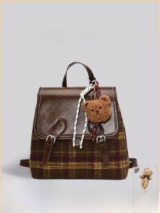 กระเป๋าสะพายไหล่ผ้าขนสัตว์ลายสก็อตสไตล์ย้อนยุค UREON REYAVO กระเป๋าสะพายไหล่ผู้หญิง ฤดูใบไม้ร่วง/ฤดูหนาว ใหม่ล่าสุด กระเป๋าสะพายไหล่ลายสก็อต
