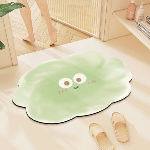 VIKAMA Cloud Shaped Bath Mat Non‑Slip Cute Cartoon Face Absorbent Floor Mat Decor Rug for Bathroom Entryway Bedroom Indoor Home