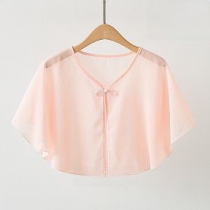 ผ้าคลุมไหล่ผู้หญิงชั้นสูงแบบหลวมๆ สไตล์ฤดูร้อนปี 2025 ป้องกันแสงแดด เสื้อคลุมคอวีแขนกุด สีพื้น