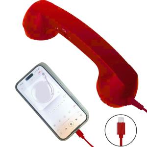 Retro Phone Handset Type-C & 3.5mm Telephone Head Set Portable Vintage Phone Headset for Cell Mobile Video Conferences