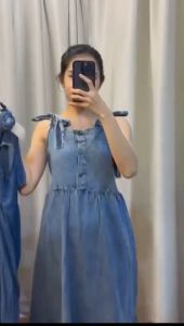 Tania Overall Jeans Wanita Jumbo Baju Jumpusit Model Susun Overall Dress Rempel Denim Tanpa Inner