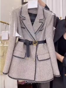 QFN | Chic High-End Small Check Style Gray Blazer