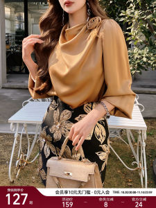 เสื้อเชิ้ตผ้าซาตินสีชมพูพร้อมดอกไม้ 3 มิติ สไตล์ฝรั่งเศส ทรงหลวม แขนยาว เสื้อเชิ้ตผู้หญิง ฤดูใบไม้ร่วง 2025 ใหม่