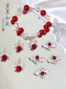 จี้โลหะผสม Night Rose ลูกปัด DIY ทำมือ อุปกรณ์สร้อยข้อมือ สร้อยคอ เครื่องประดับ ลูกปัดหลวม อุปกรณ์ตกแต่งเครื่องประดับ