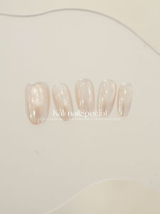 Handmade Laser Cat Eye Nail Art Pure Pink Wearable False Nails White Enhancing High End Feeling Naked Pink Nail Tips