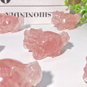 Random 1PC High Quality Rose quartz Dragon Turtle Decoration Natural Crystal Raw Stone Birthday gift Scene decoration.