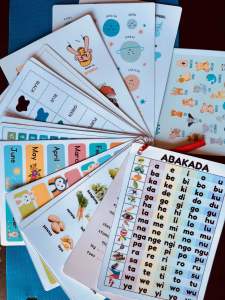 16 pcs Big Educational Flash Cards Abakada Colors Ordinal Numbers Alphabet with Sign Language Numbers Parts of the Body Gulay Prutas at iba pa
