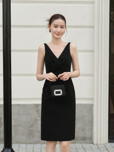 XXNING | Đầm Dài Elegance Vòng Cổ Pháp Nơ Xoắn eo