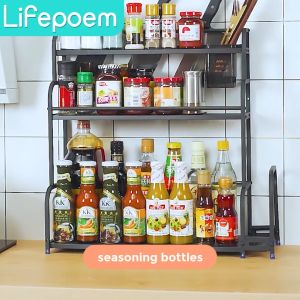 Spice Rack Stainless Steel Kitchen Rak Rempah Rak Dapur Seasoning Storage Rak Condiment Rack Rak Serbaguna Kitchen Storage Rack Kitchen Shelf