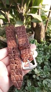 Tali Jam Tangan Kulit Asli Sapi Motif - Warna Cokelat Garansi 1 Tahun