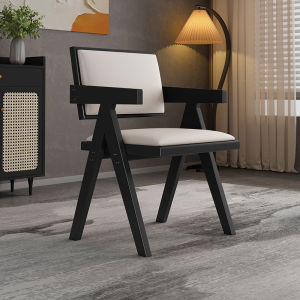 Vintage Solid Wood Dining Chair Living Room Casual Armchair Back Chair Tea Chair French Chandigarh Style Furniture Home Use