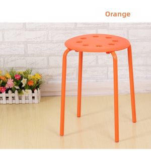 Thickened Plastic and Steel Stackable Colorful Round Stool