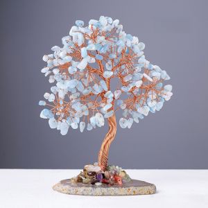 Natural Yellow Crystal Wealth Tree Cat Figurine Home Decorations Table Top Ornaments Opening Moving Gift Present