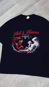 [Bigmen] - Áo thun cotton cổ tròn in hình Hell & Heaven đẹp lạ bigsize nam cỡ đại <145kg