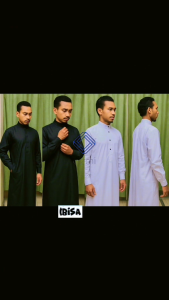 Gamis Pria Jubah Allbas Hitam Putih Series Kerah Standar Alebas Slimfit