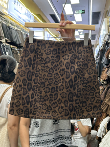 American Style Hot Girl Leopard Print Bodycon Mini Skirt High Waist Anti-Light Half Body Skirt Womens Fashion Spring Autumn
