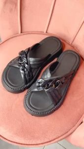 Sandal Wedges Wanita Tali SIlang Rantai Sendal Yutu Hitam Wedges Wanita Kekinian Size 30-41 2203-2H