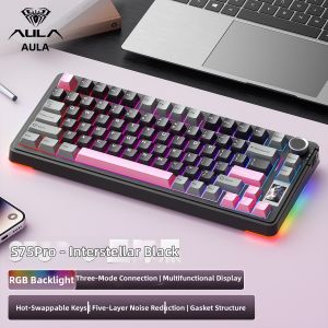 AULA | Wireless Bluetooth Three-Mode Mechanical Keyboard with Display 80 Keys