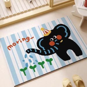 VIKAMA Cute Korean-Style Cartoon Bathroom Mat Absorbent and Quick-Drying Entryway Mat Vanity Decorative Mat Home Decor