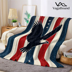 Retro Eagle Flag Flannel Blanket Warm Soft Halloween Christmas Decorative Couch Warm Cozy All-Season Gift