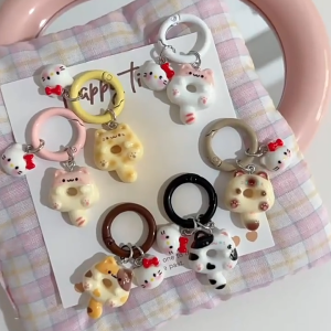 Gantungan kunci ransel kucing donat kartun/gantungan kunci khusus kreatif/liontin pelajar earphone lucu🔥Lovelylife