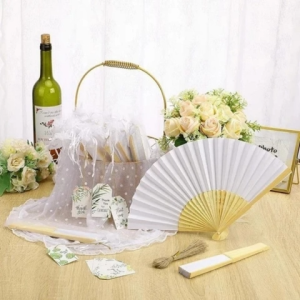2PCS Portable White Hand Fan Folding Blank Paper Fan DIY Painting Fans Party Wedding Hand Fan Decor