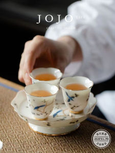 High-End Ceramic Tea Set JOJOS L. PD.Pound. Home Use Yangliyu White Porcelain Cover Bowl Vintage Style Color Glaze