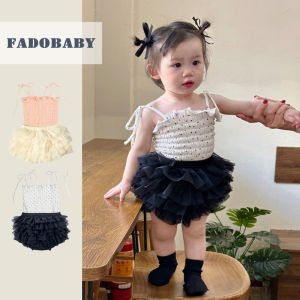 ชุดเดรส Tutu แขนกุดสไตล์เจ้าหญิงฤดูร้อนสำหรับเด็กผู้หญิง ชุดสองชิ้น ผ้าฝ้ายผสมโพลีเอสเตอร์ ชุดเด็ก ชุดแฟชั่น