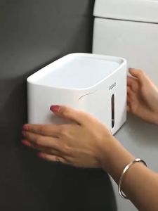 ECOCO กล่องใส่ทิชชู่ ติดผนัง ไม่ต้องเจาะ กล่องเก็บของในห้องน้ำ กล่องเก็บของ กล่องเก็บของติดผนัง กล่องใส่ทิชชู่อเนกประสงค์ ของใช้ในบ้าน ของใช้ในห้องน้ำ กล่องใส่กระดาษทิชชู่