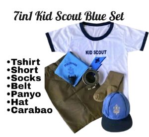 KINDER 8 in 1 KIDS SCOUT T-Shirt Short Cap Scarf Socks Carabao Belt Buckle