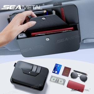 SEAMETAL Car Sun Visor Organizer Leather Card Pen Multi-Pocket Storage Bag Sunglasses Holder Eyeglasses Clips Auto Interior Accessories