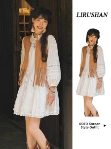 LIRUSHAN | Đầm Dài Tay Phong Cách Elegance Dành Cho Kỳ Nghỉ Giúp Gọn Gàng
